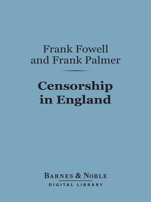 cover image of Censorship in England (Barnes & Noble Digital Library)